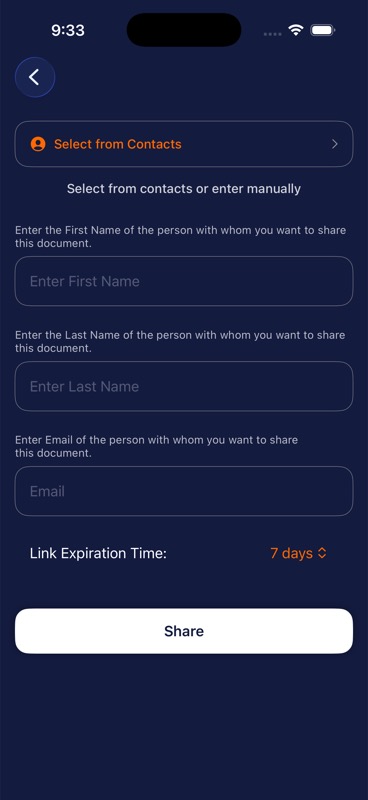 Securely sharing a document in Elescan®